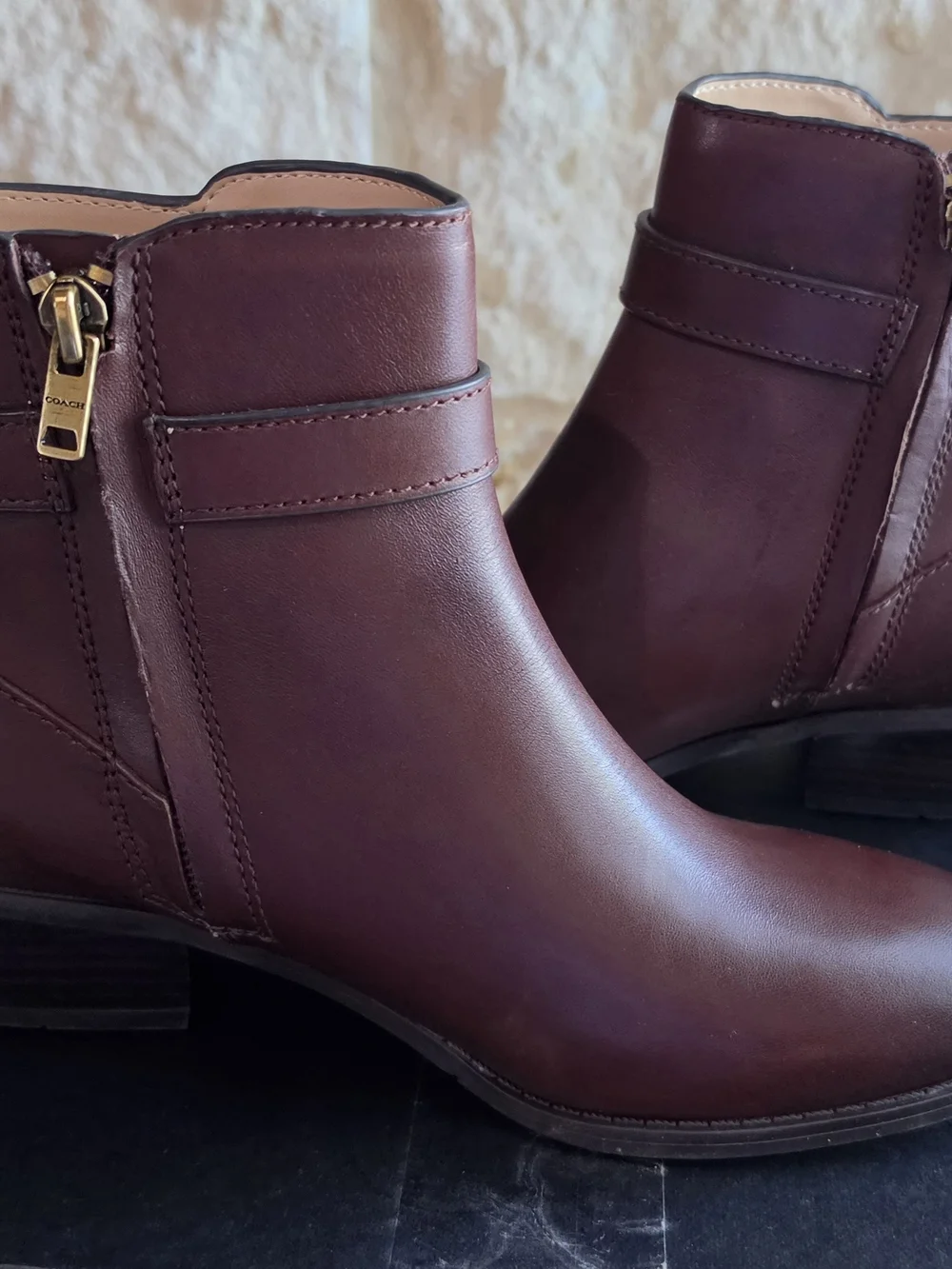 Coach Women's Walnut Leather Ankle Boots